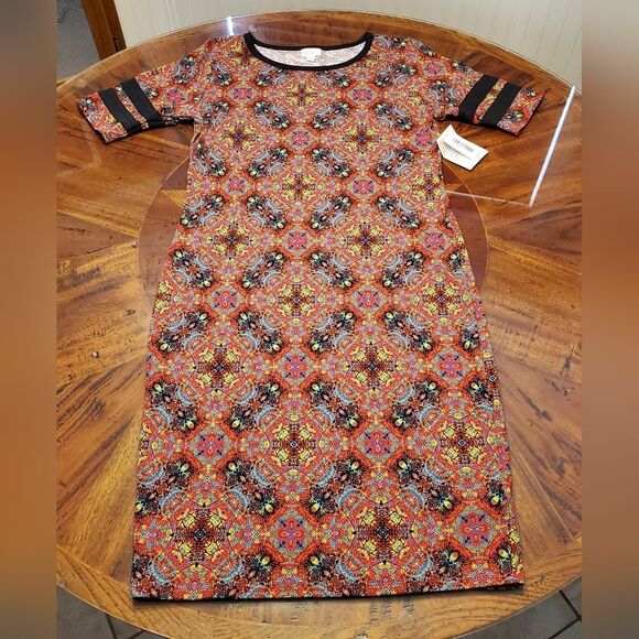 LuLaRoe Julia Simply Comfortable Bodycon Floral Colorful Dress Size L - Picture 1 of 12